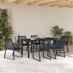 Ensemble de salle à manger pour jardin 7 pcs Noir 563551563551