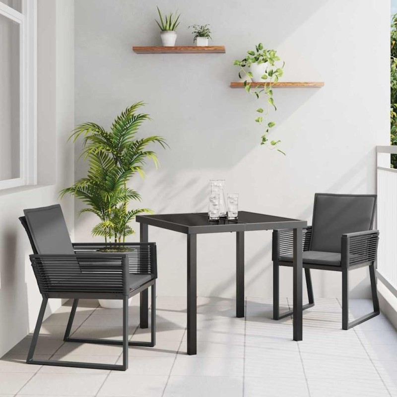 Ensemble de salle à manger pour jardin 3 pcs Noir 563552563552