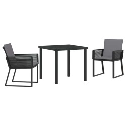 Ensemble de salle à manger pour jardin 3 pcs Noir 563552563552