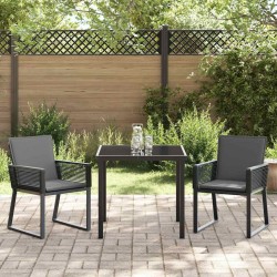 Ensemble de salle à manger pour jardin 3 pcs Noir 563552563552