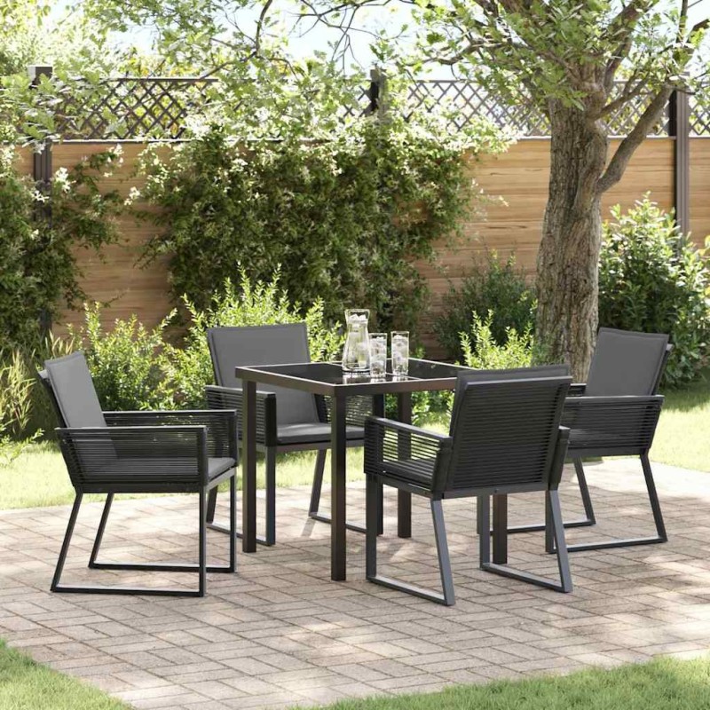 Ensemble de salle à manger pour jardin 5 pcs Noir 563553563553