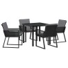 Ensemble de salle à manger pour jardin 5 pcs Noir 563553563553