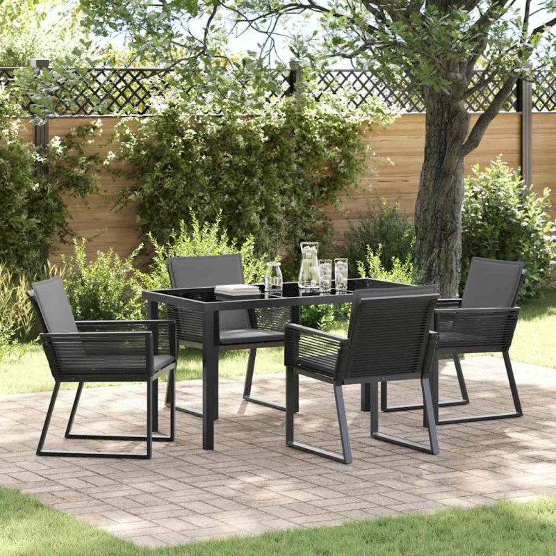 Ensemble de salle à manger pour jardin 5 pcs Noir 563554563554