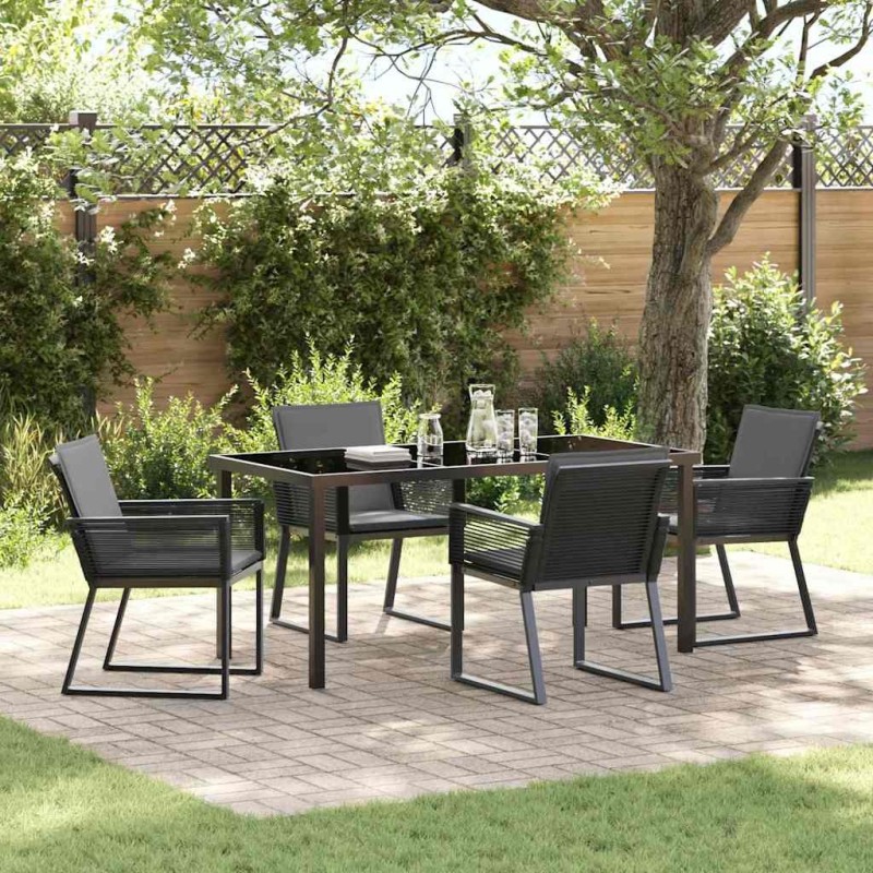 Ensemble de salle à manger pour jardin 5 pcs Noir 563555563555
