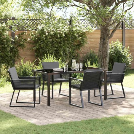 Ensemble de salle à manger pour jardin 5 pcs Noir 563555563555