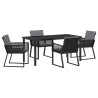 Ensemble de salle à manger pour jardin 5 pcs Noir 563555563555