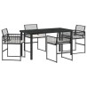 Ensemble de salle à manger pour jardin 5 pcs Noir 563556563556