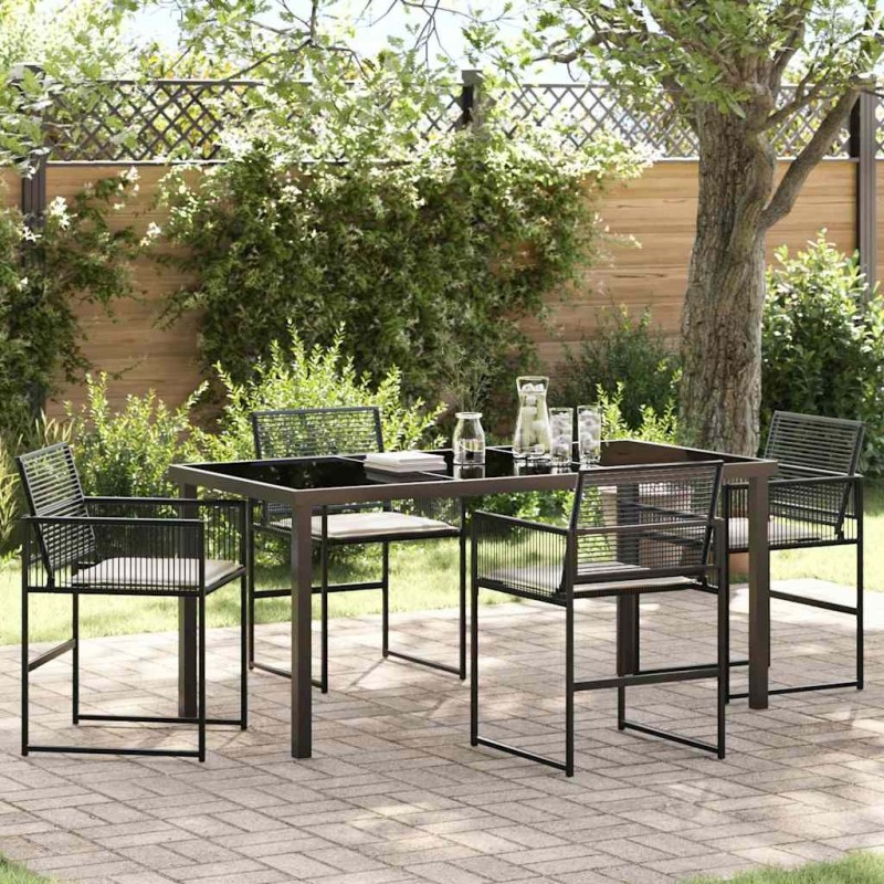Ensemble de salle à manger pour jardin 5 pcs Noir 563557563557