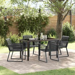 Ensemble de salle à manger pour jardin 5 pcs Noir 563558563558