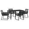 Ensemble de salle à manger pour jardin 5 pcs Noir 563558563558