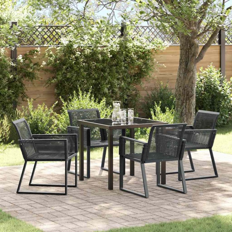 Ensemble de salle à manger pour jardin 5 pcs Noir 563574563574