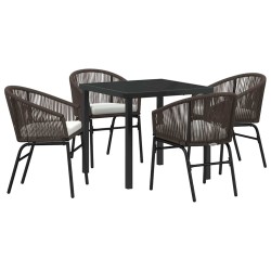 Ensemble de salle à manger pour jardin 5 pcs Marron 563577563577