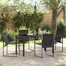 Ensemble de salle à manger pour jardin 5 pcs Noir 563580563580