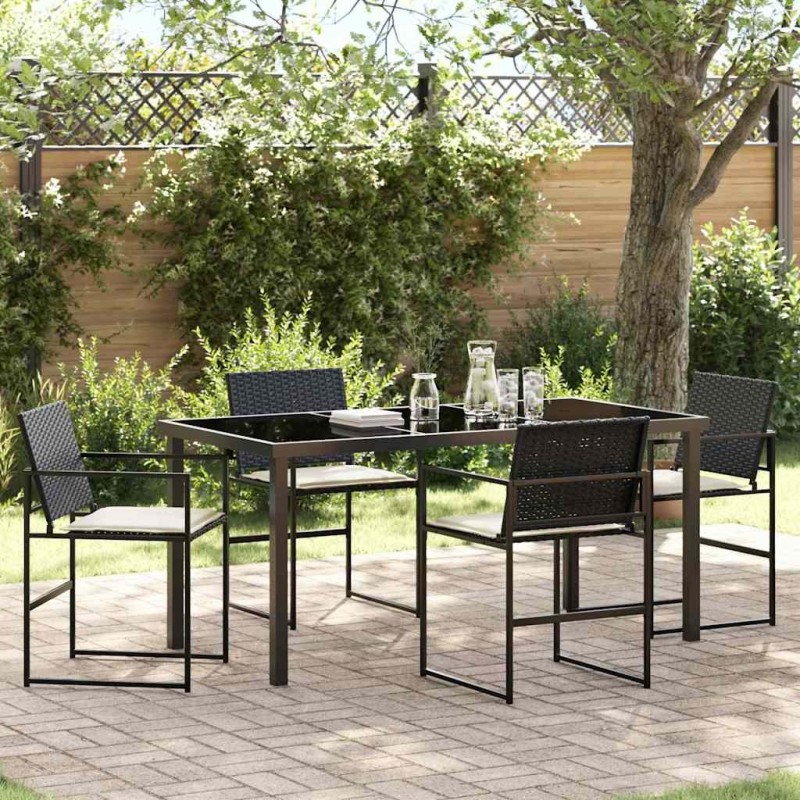 Ensemble de salle à manger pour jardin 5 pcs Noir 563581563581