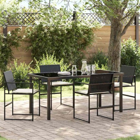 Ensemble de salle à manger pour jardin 5 pcs Noir 563581563581