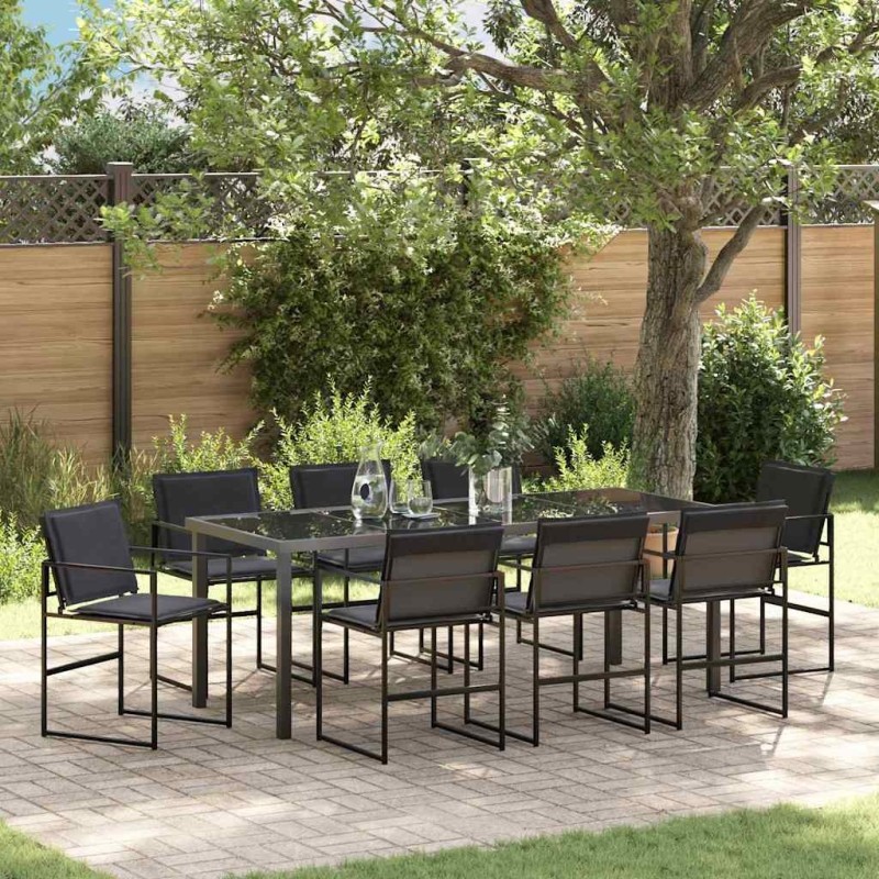 Ensemble de salle à manger pour jardin 9 pcs Noir 563585563585