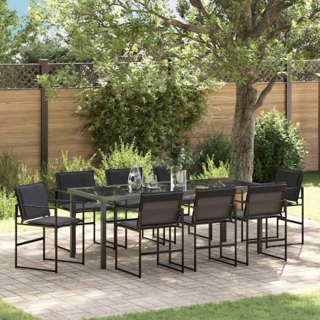 Ensemble de salle à manger pour jardin 9 pcs Noir 563585563585