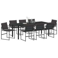 Ensemble de salle à manger pour jardin 9 pcs Noir 563585563585