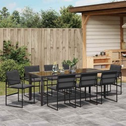 Ensemble de salle à manger pour jardin 9 pcs Noir 563585563585