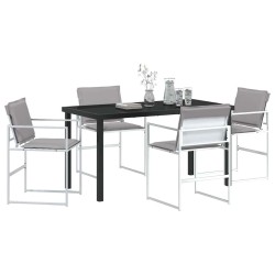 Ensemble de salle à manger pour jardin 5 pcs Blanc 563586563586
