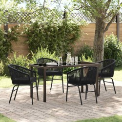 Ensemble de salle à manger pour jardin 5 pcs Noir 563589563589