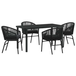 Ensemble de salle à manger pour jardin 5 pcs Noir 563589563589