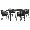 Ensemble de salle à manger pour jardin 5 pcs Noir 563589563589