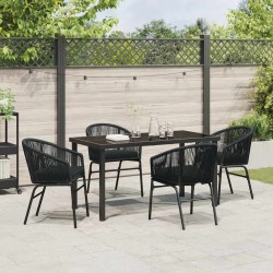 Ensemble de salle à manger pour jardin 5 pcs Noir 563589563589