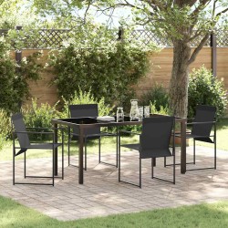 Ensemble de salle à manger pour jardin 5 pcs Noir 563590563590