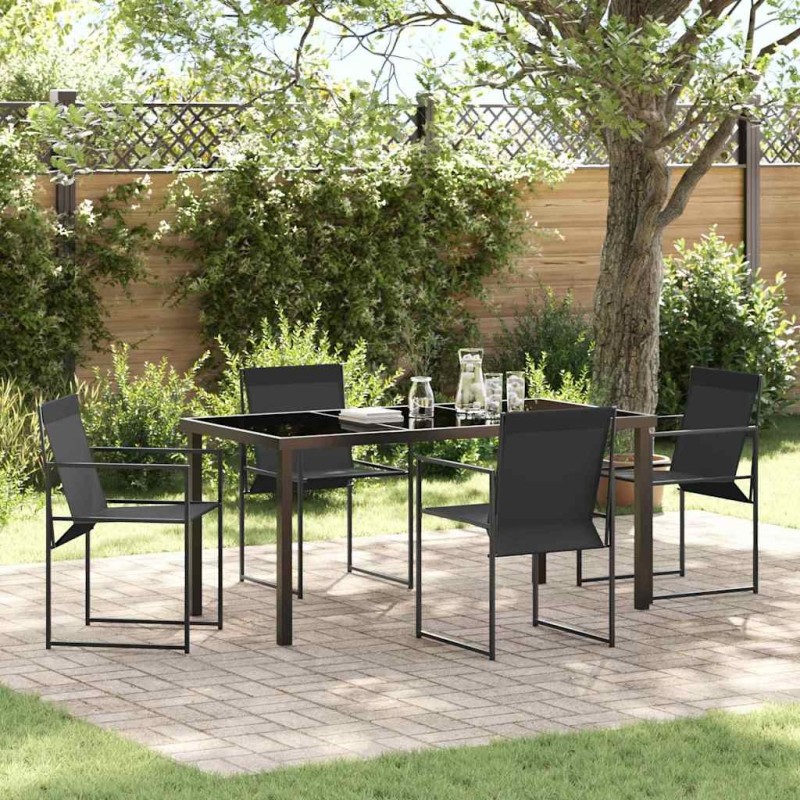 Ensemble de salle à manger pour jardin 5 pcs Noir 563590563590
