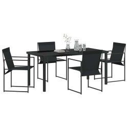 Ensemble de salle à manger pour jardin 5 pcs Noir 563590563590