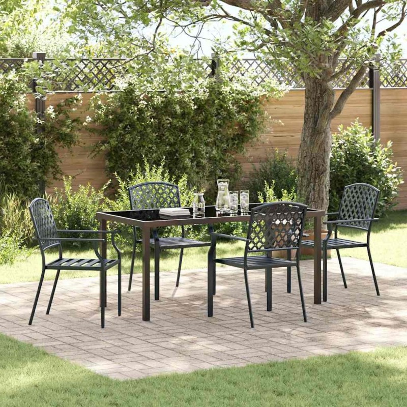 Ensemble de salle à manger pour jardin 5 pcs Anthracite 563595563595