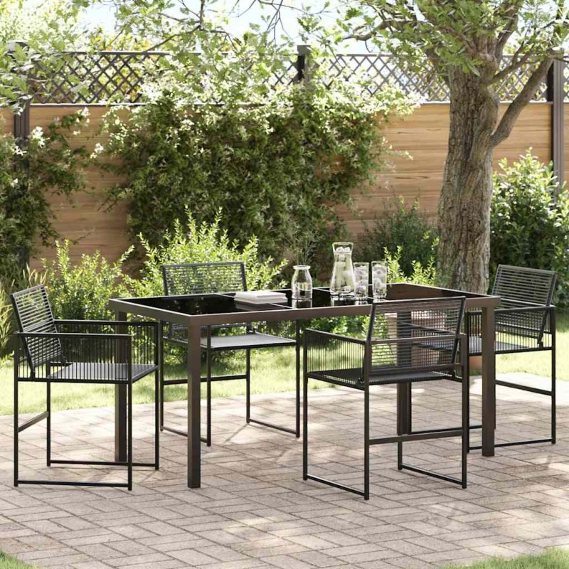 Ensemble de salle à manger pour jardin 5 pcs Noir 563598563598