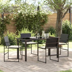 Ensemble de salle à manger pour jardin 5 pcs Noir 563599563599