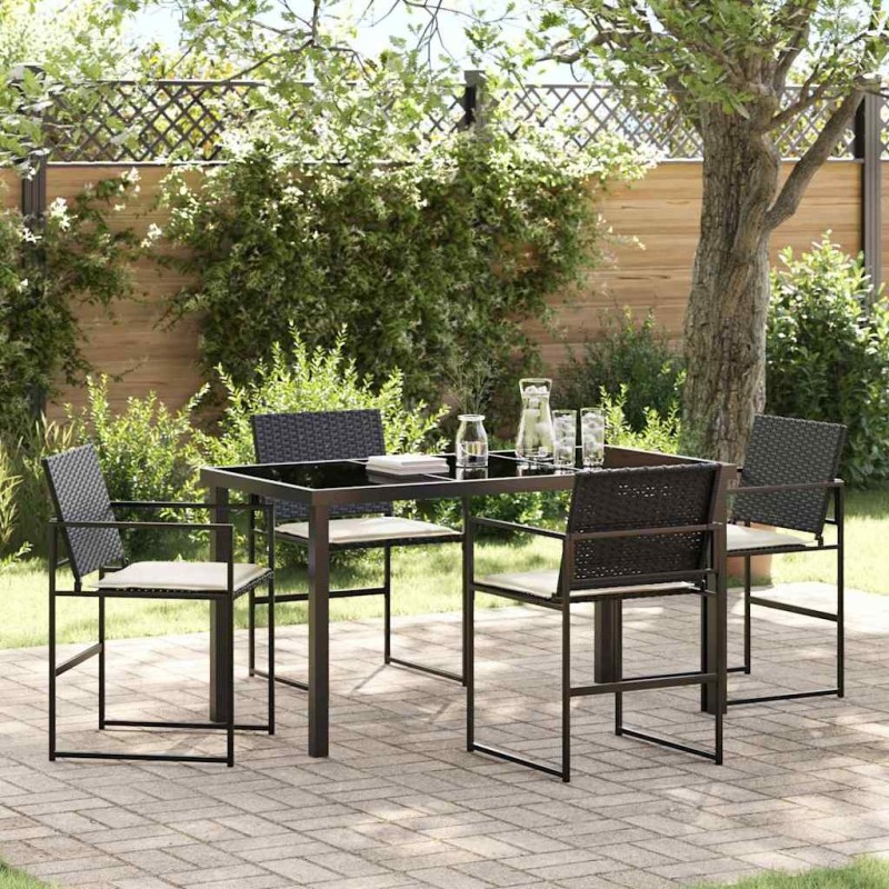 Ensemble de salle à manger pour jardin 5 pcs Noir 563599563599