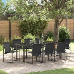 Ensemble de salle à manger pour jardin 9 pcs Noir 563600563600