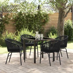 Ensemble de salle à manger pour jardin 5 pcs Noir 563602563602
