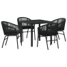 Ensemble de salle à manger pour jardin 5 pcs Noir 563602563602