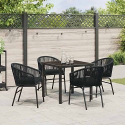 Ensemble de salle à manger pour jardin 5 pcs Noir 563602563602