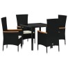 Ensemble de salle à manger pour jardin avec coussin 5 pcs Noir 563603563603