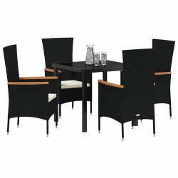 Ensemble de salle à manger pour jardin avec coussin 5 pcs Noir 563603563603