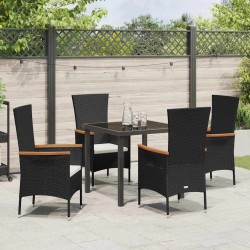 Ensemble de salle à manger pour jardin avec coussin 5 pcs Noir 563603563603