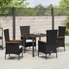 Ensemble de salle à manger pour jardin avec coussin 5 pcs Noir 563603563603