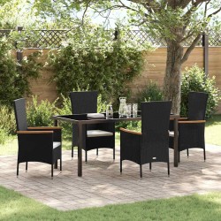 Ensemble de salle à manger pour jardin avec coussin 5 pcs Noir 563604563604