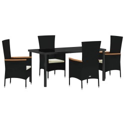 Ensemble de salle à manger pour jardin avec coussin 5 pcs Noir 563604563604