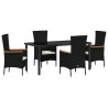 Ensemble de salle à manger pour jardin avec coussin 5 pcs Noir 563604563604