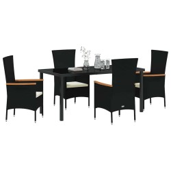 Ensemble de salle à manger pour jardin avec coussin 5 pcs Noir 563604563604