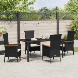 Ensemble de salle à manger pour jardin avec coussin 5 pcs Noir 563604563604