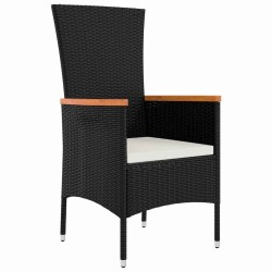 Ensemble de salle à manger pour jardin avec coussin 5 pcs Noir 563604563604
