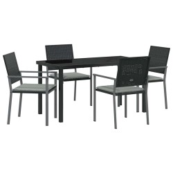 Ensemble de salle à manger pour jardin 5 pcs Noir et Gris Clair 563606563606